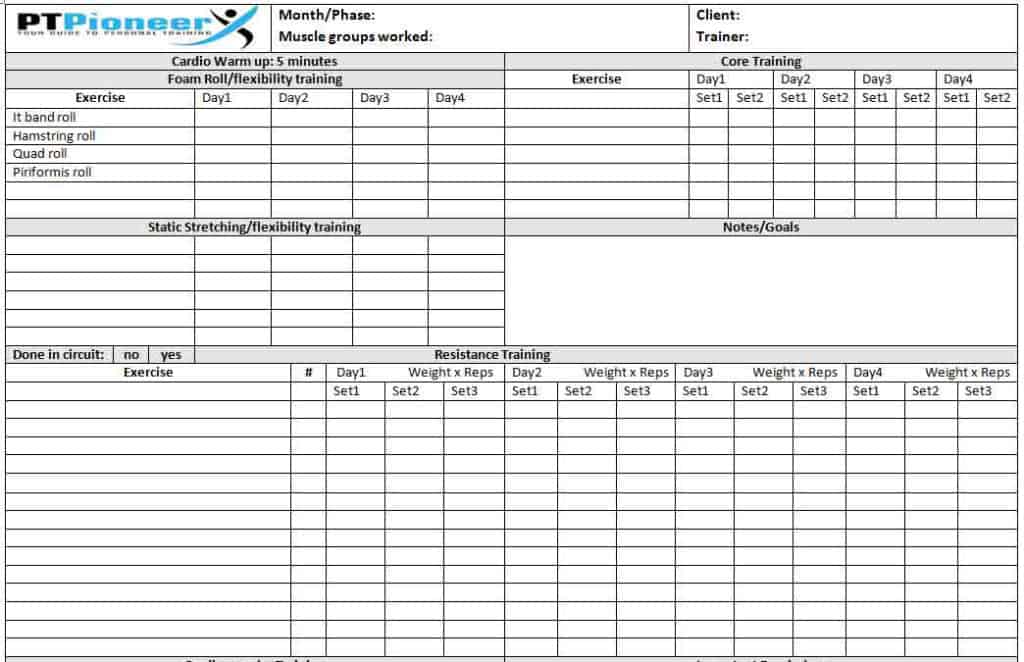 Core De Force Calendar (workout schedule) to save and print out