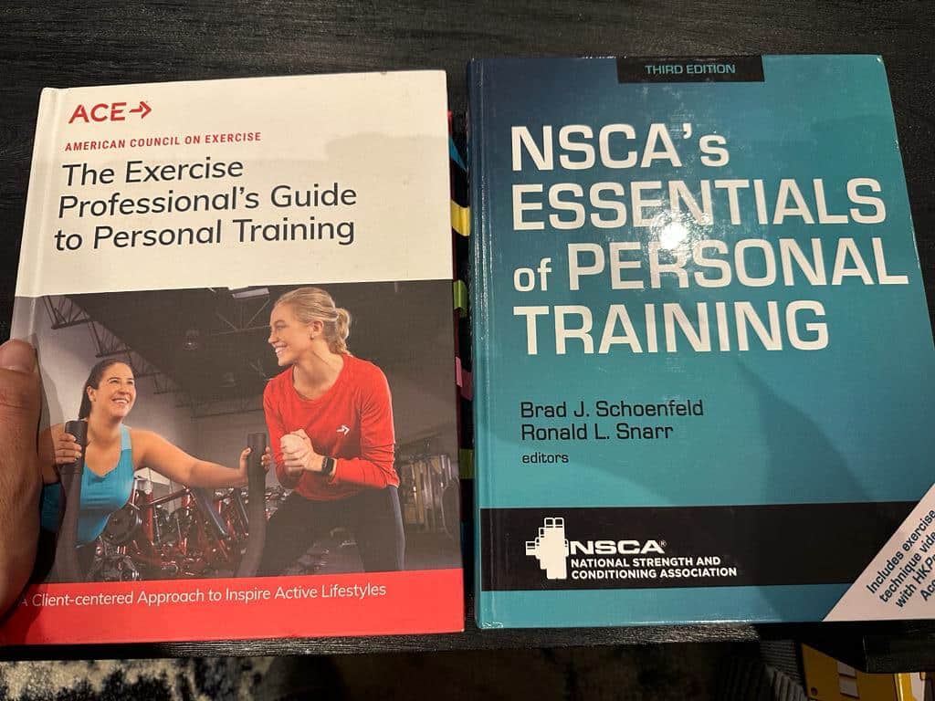 ACE vs NSCA: Which CPT Certification Is Best? 46 ACE vs NSCA - NSCA and ACE textbooks laid out, what are the pros and cons of each cpt