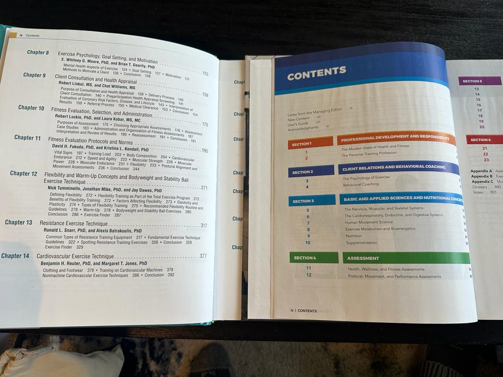 NSCA vs NASM - table of contents for NASM and NSCA laid out on table 