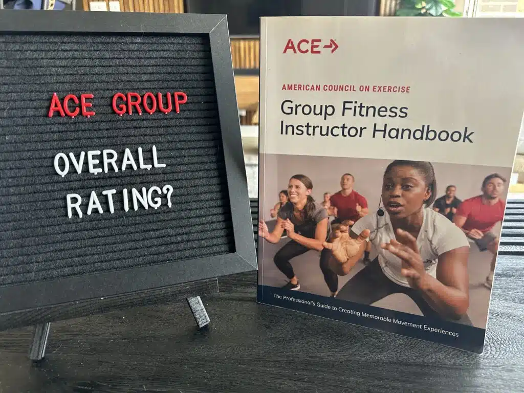 The Ultimate ACE Group Fitness Instructor Review 13 ace group exercise instructor review - overall rating of the ace group exam - ace textbook next to blackboard