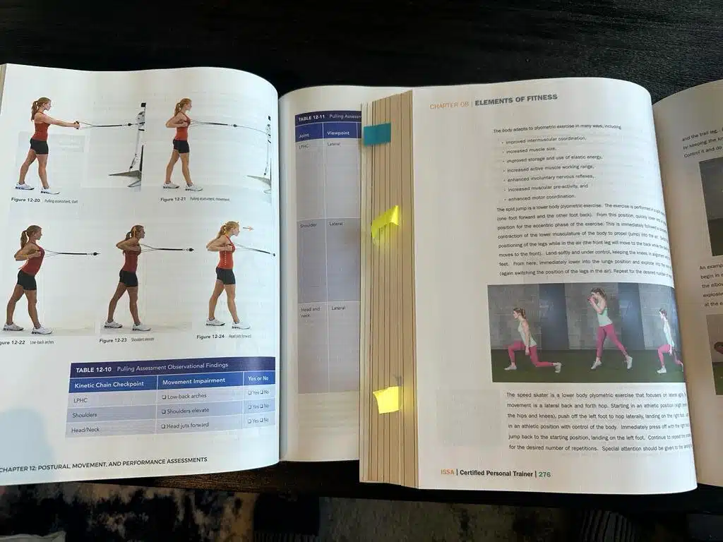 Comparing NASM and ISSA: Which Certification is Right for You? 56 ISSA vs NASM - textbooks open to page on exercise technique