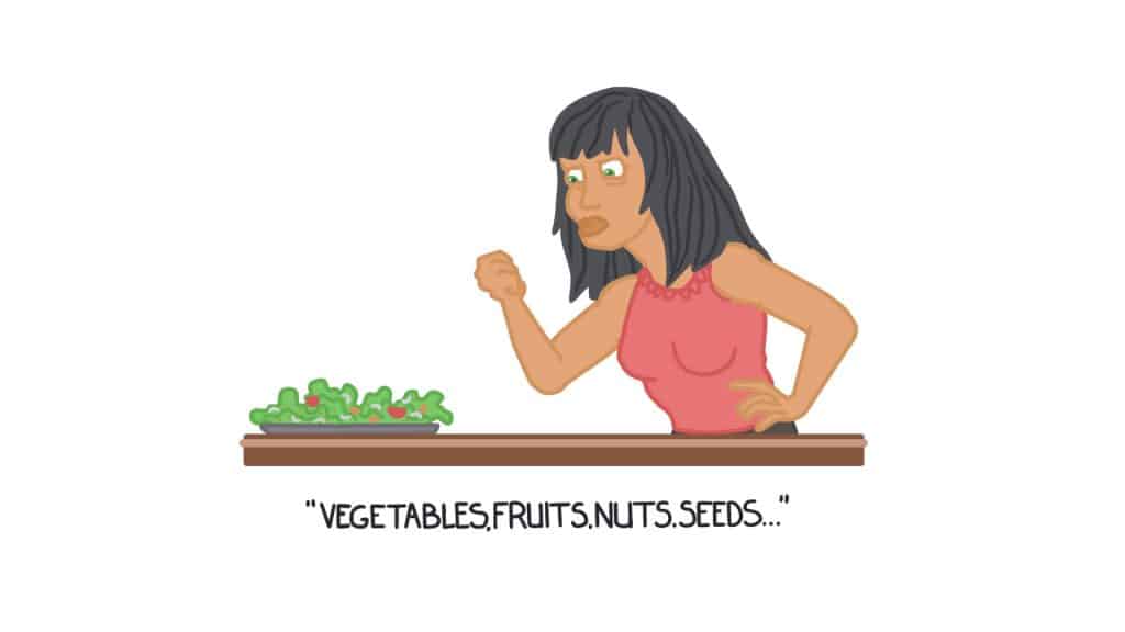 vegetables, fruits, nuts, and seeds