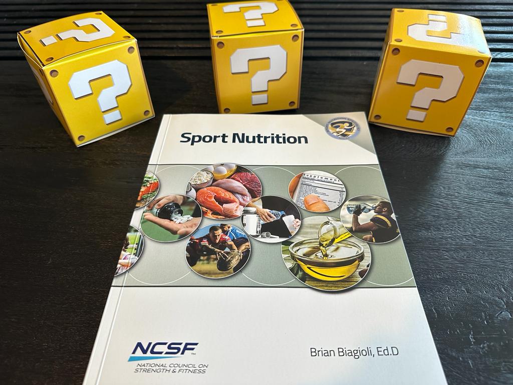 best nutrition certs - ncsf nutrition certification laid on table with yellow question mark boxes 