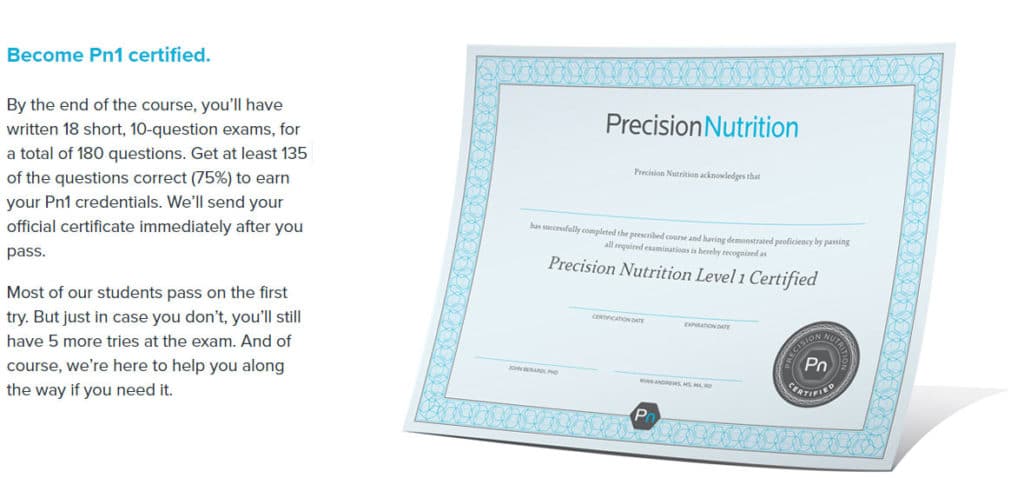 The Precision Nutrition Certification printed on paper - Tyler Read earns his PN level 1 certification