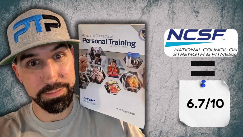Cheapest Personal Trainer Certification Guide (Updated) 14 Tyler Read holding NCSF textbook with 6.7/10 rating