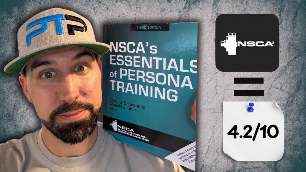 Tyler Read with NSCA textbook and 4.2/10 rating