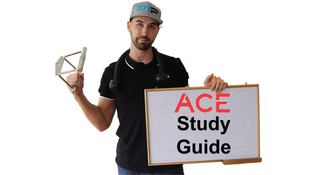 Tyler Read holding up the board with ACE study guide listed