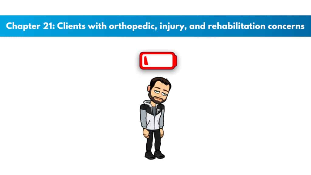 NSCA CPT Chapter 21 – Clients With Orthopedic, Injury, and Rehabilitation Concerns 5 Chapter 21 – Clients With Orthopedic, Injury, and Rehabilitation Concerns