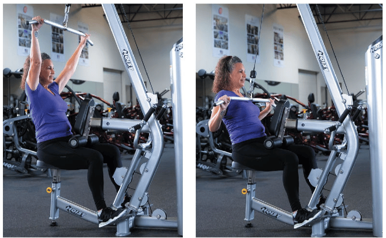 ace training certificate performing lat pulldown in exercise demonstration