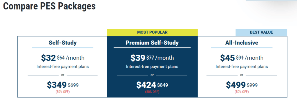 Compare NASM PES packages image