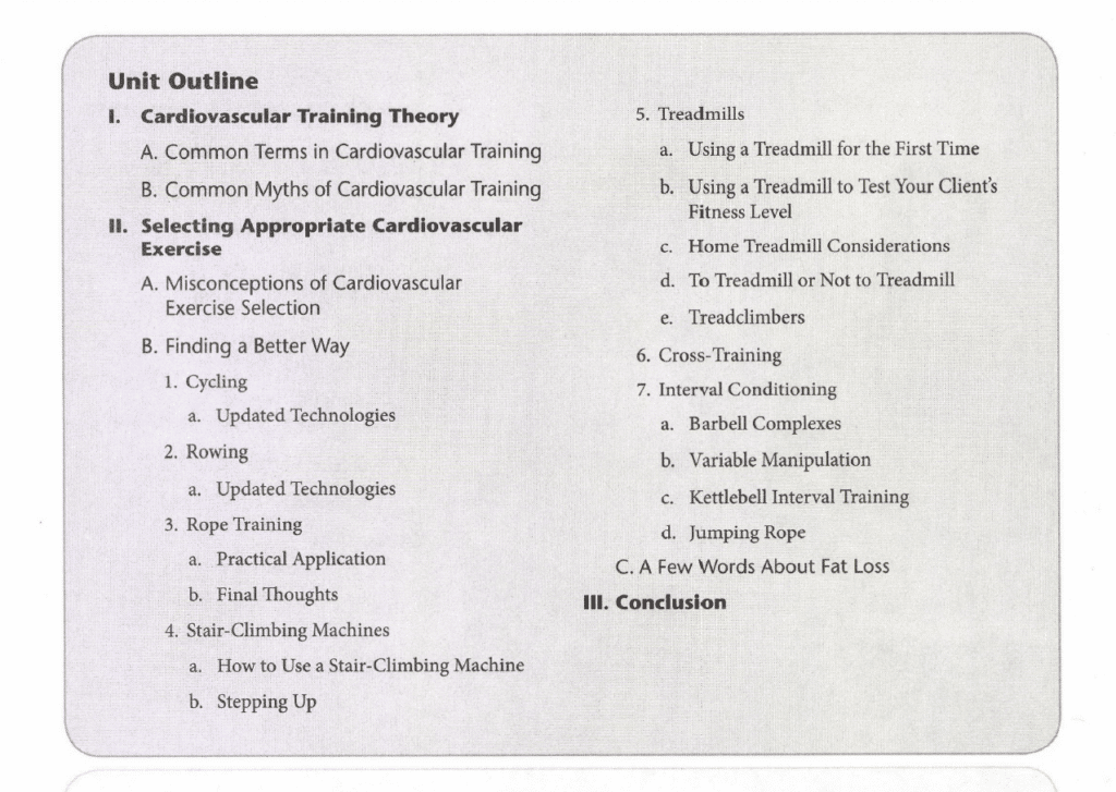 ISSA-CPT Curriculum Aerobic and cardiovascular training