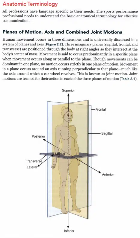 NASM PES image - anatomic planes of movement in chapter 2, science of human movement