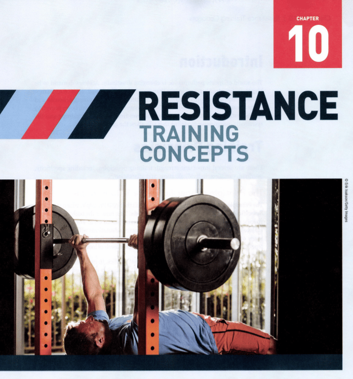 image from NASM PES textbook - cover image from Chapter 10, Resistance Training Concepts