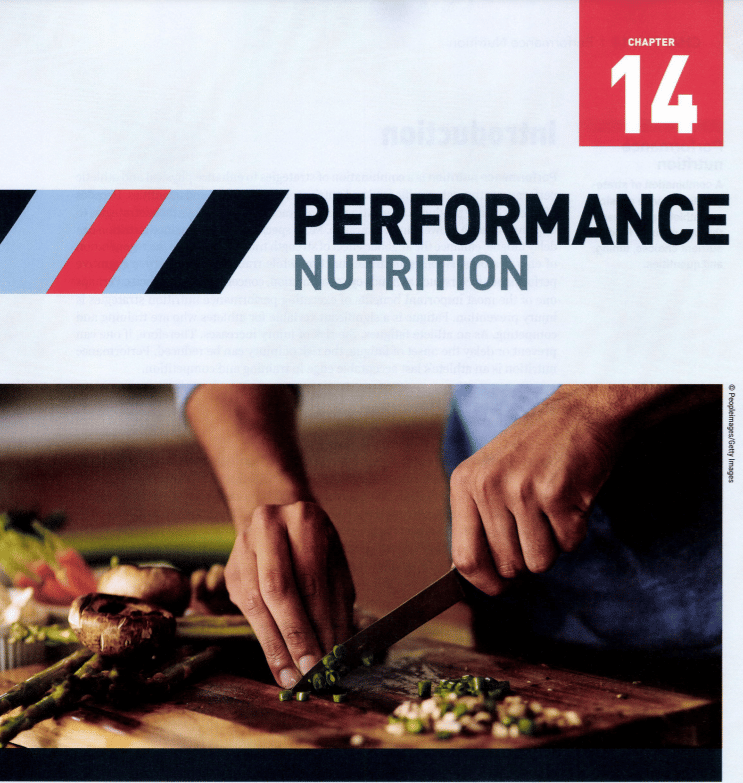 Nutrition Coaching Coverage - image of chapter 14 cover page, performance nutrition 