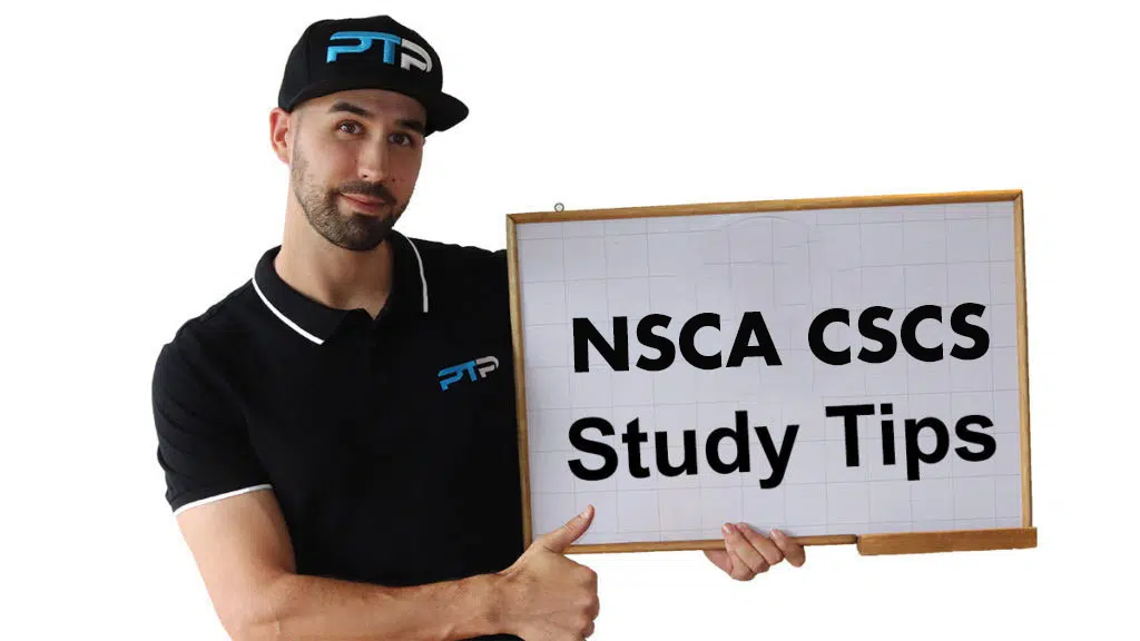 The Best Free NSCA CSCS Study Guide - Studying Made Simple 9 yler Read from PTPioneer holding a sign saying NSCA CSCS Test Tips