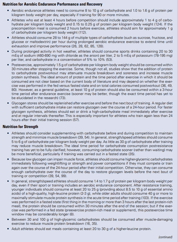 CSCS nutrition for aerobic and strength training