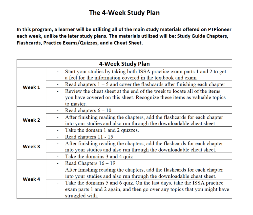 FREE ISSA Study Plan, Study Calendar + Blueprint [year] 3