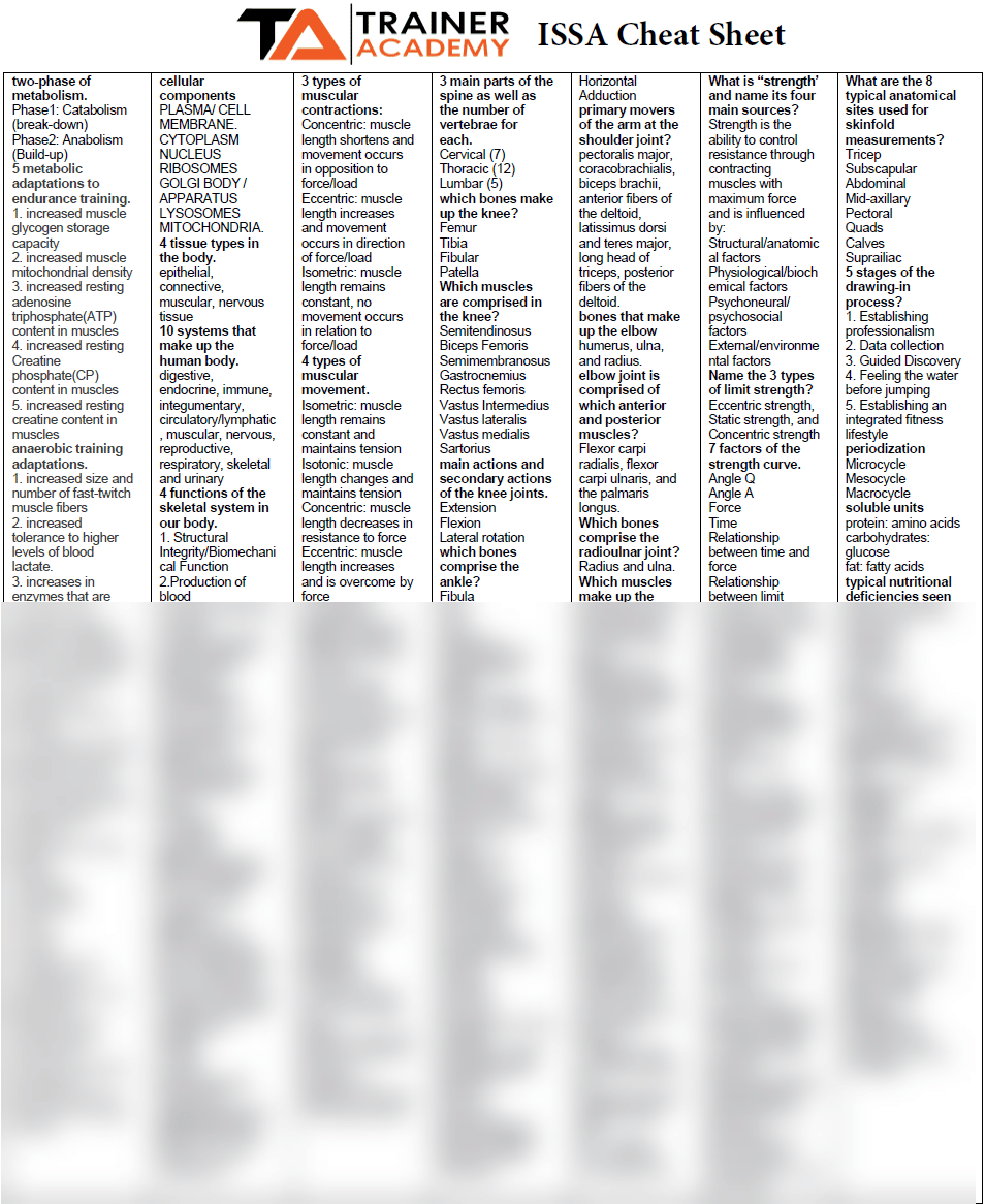 Free ISSA Cheat Sheet 2024 Reduce Study Time Significantly