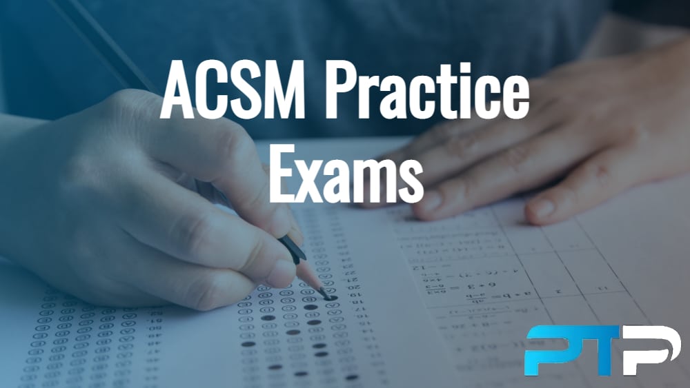 ACSM practice exam with PT Pioneer brand overlay