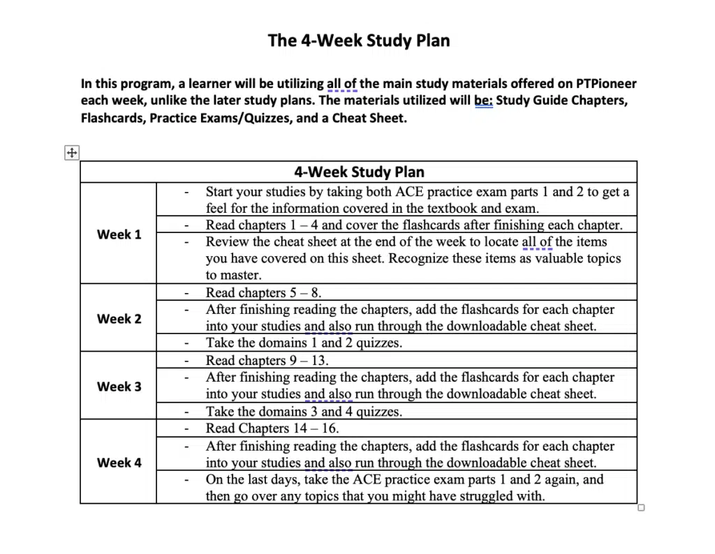 FREE ACE Study Plan, Study Calendar + Blueprint [year] 1