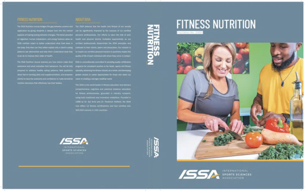 A picture of the ISSA Nutritionist physical textbook.