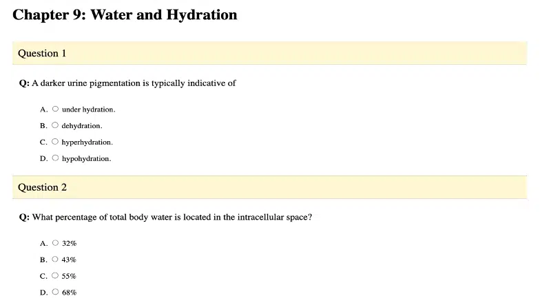 The ISSA Nutritionist Chapter 9 quiz screenshot.