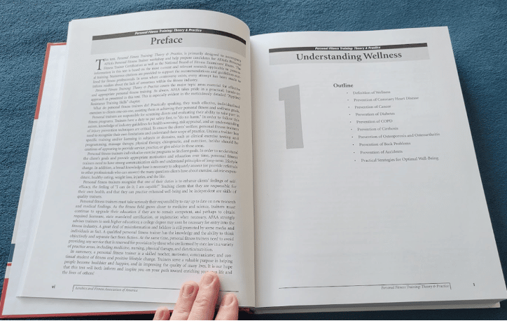 NASM vs AFAA: Certification Comparison Review 46 Tyler is showing the Chapter outline/goals for chapter 1 in the AFAA PFT textbook