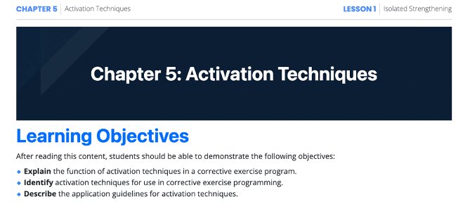 Tyler Showing the Chapter description page for NASM CES Chapter 5