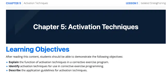 Best Corrective Exercise Training Program (ISSA vs NASM vs TBMM) 17 Tyler Showing the Chapter description page for NASM CES Chapter 5