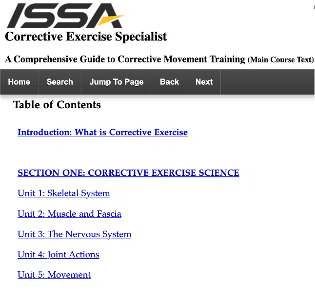 Best Corrective Exercise Training Program (ISSA vs NASM vs TBMM) 10 Tyler Read Showing the ISSA CES Textbook Dashboard page